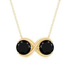 Round Cut Black Spinel Two Stone Infinity Necklace