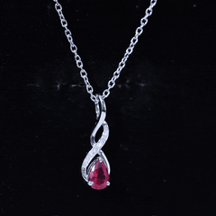 Lab Grown Ruby Teardrop Infinity Necklace with Chain