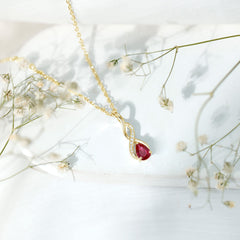 Lab Grown Ruby Teardrop Infinity Necklace with Chain