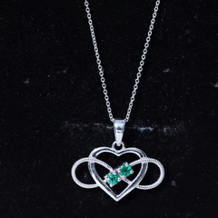 Heart Infinity Necklace with Real Emerald