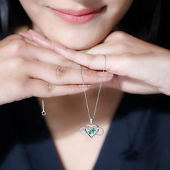 Heart Infinity Necklace with Real Emerald