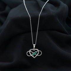 Heart Infinity Necklace with Real Emerald