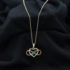 Heart Infinity Necklace with Real Emerald
