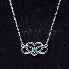 Emerald Heart and Infinity Chain Necklace for Women