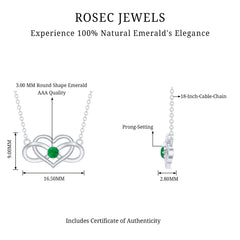 Emerald Heart and Infinity Chain Necklace for Women