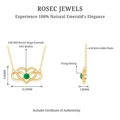 Emerald Heart and Infinity Chain Necklace for Women