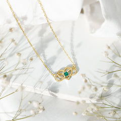 Emerald Heart and Infinity Chain Necklace for Women
