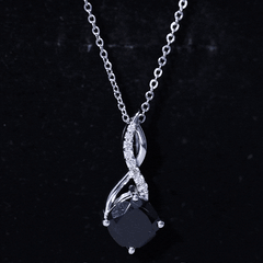 2.83 Carat Cushion Lab Grown Black Diamond Infinity Necklace