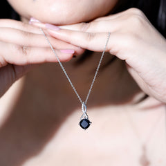 2.83 Carat Cushion Lab Grown Black Diamond Infinity Necklace