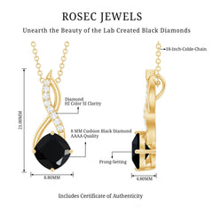 2.83 Carat Cushion Lab Grown Black Diamond Infinity Necklace