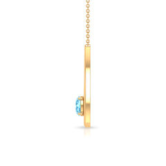 Real Aquamarine and Diamond Teardrop Necklace