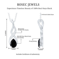 Pear Shape Black Onyx Infinity Pendant Necklace with Moissanite Accent