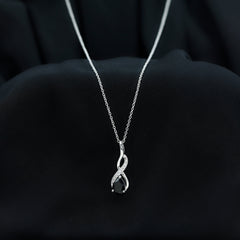 Pear Shape Black Onyx Infinity Pendant Necklace with Moissanite Accent