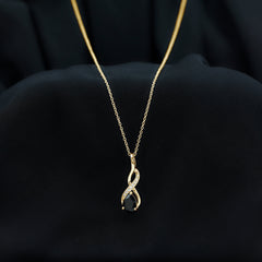 Pear Shape Black Onyx Infinity Pendant Necklace with Moissanite Accent