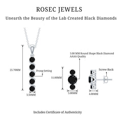 Lab Grown Black Diamond Bar Necklace and Earrings Set