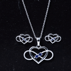 Lab Grown Blue Sapphire Infinity Heart Jewelry Set