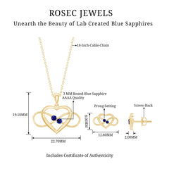 Lab Grown Blue Sapphire Infinity Heart Jewelry Set