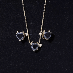 Heart Shape Lab Grown Black Diamond Devil Jewelry Set