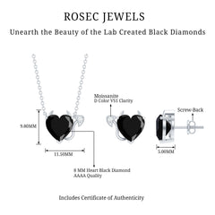 Heart Shape Lab Grown Black Diamond Devil Jewelry Set
