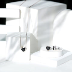 Heart Shape Lab Grown Black Diamond Devil Jewelry Set