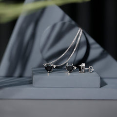 Heart Shape Lab Grown Black Diamond Devil Jewelry Set