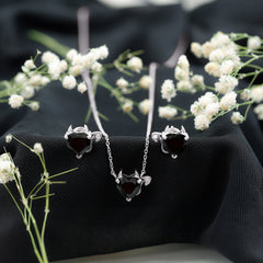 Heart Shape Lab Grown Black Diamond Devil Jewelry Set