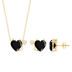 Heart Shape Lab Grown Black Diamond Devil Jewelry Set
