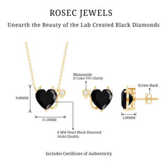 Heart Shape Lab Grown Black Diamond Devil Jewelry Set