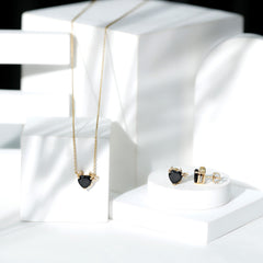 Heart Shape Lab Grown Black Diamond Devil Jewelry Set