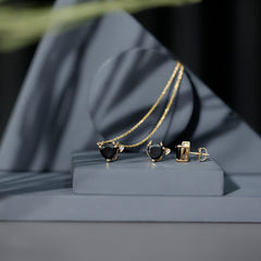 Heart Shape Lab Grown Black Diamond Devil Jewelry Set