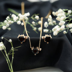 Heart Shape Lab Grown Black Diamond Devil Jewelry Set