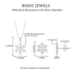 Certified Moissanite Snowflake Jewelry Set For Christmas