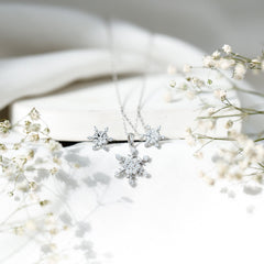 Certified Moissanite Snowflake Jewelry Set For Christmas