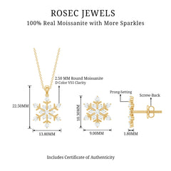 Certified Moissanite Snowflake Jewelry Set For Christmas