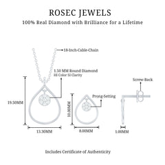 Diamond Wedding Necklace Earring Set for Bride