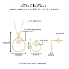 Diamond Wedding Necklace Earring Set for Bride