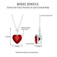 2 CT Heart Shape Lab Created Ruby Solitaire Necklace