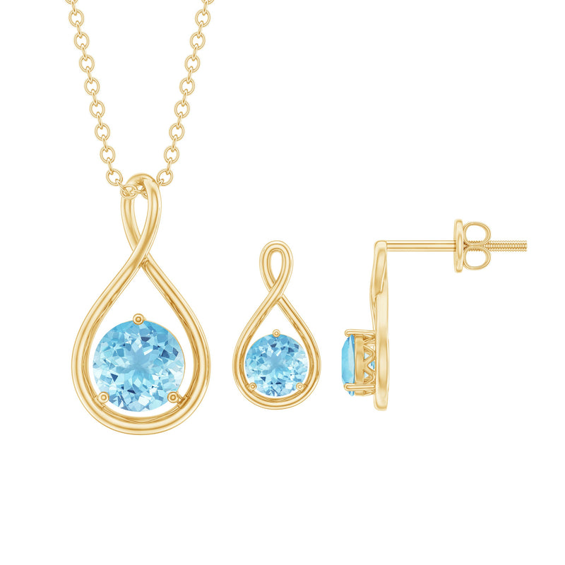 Natural Aquamarine Infinity Jewelry Set for Women