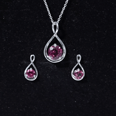 Genuine 2 Carat Pink Tourmaline Infinity Necklace and Earrings Set