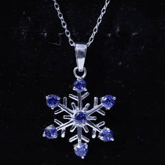 Lab Created Blue Sapphire Snowflake Pendant Necklace With Chain