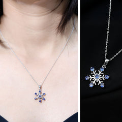 Lab Created Blue Sapphire Snowflake Pendant Necklace With Chain