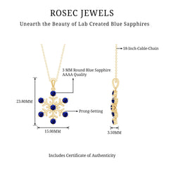 Lab Created Blue Sapphire Snowflake Pendant Necklace With Chain
