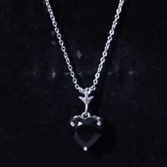 Lab Created Black Diamond Heart Shape Necklace With Chain