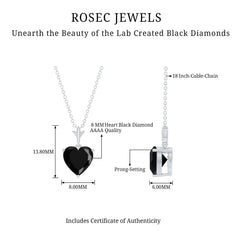 Lab Created Black Diamond Heart Shape Necklace With Chain