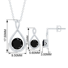 Natural Black Onyx Infinity Jewelry Set for Women