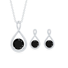 Natural Black Onyx Infinity Jewelry Set for Women