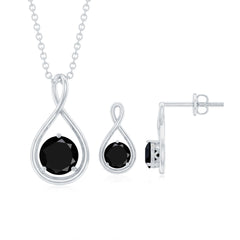 Natural Black Onyx Infinity Jewelry Set for Women
