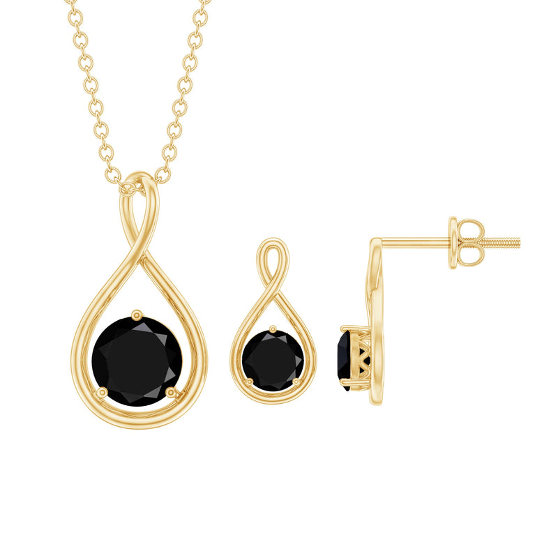 Natural Black Onyx Infinity Jewelry Set for Women