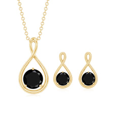 Natural Black Onyx Infinity Jewelry Set for Women