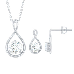 Moissanite Solitaire and Gold Infinity Jewelry Set
